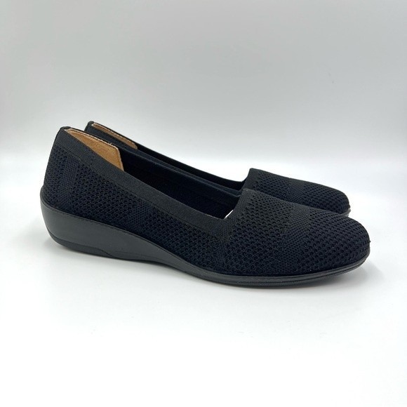 NEW LifeStride Women's Immy Black Knit Slip On Low Wedges Loafers Shoes Size 6.5 - Picture 2 of 11